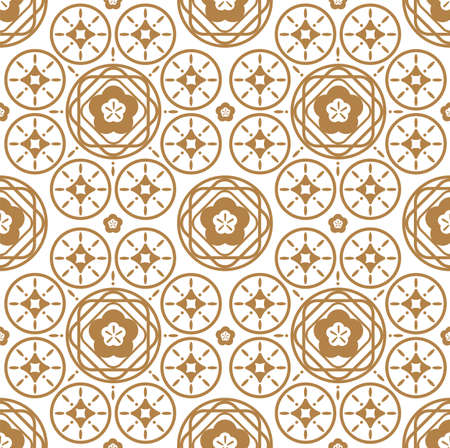 Oriental Chinese New Year elements vector design, circular pattern, Chinese porcelain, auspicious good luck wealth, seamless wallpaper backgroundのイラスト素材