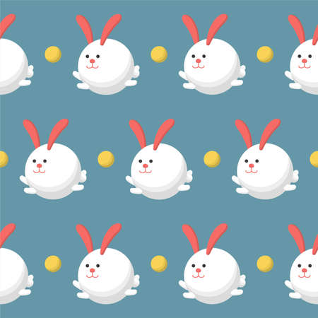 Seamless continuous background of rabbits, related to Chinese Tanabata and Mid-Autumn Festivalのイラスト素材