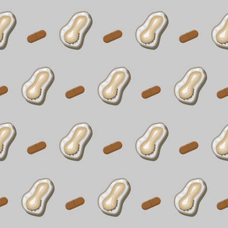 Seamless continuous illustration of oysters with zinc vector backgroundのイラスト素材