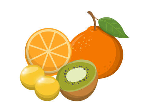 Vitamin C and orange health food, vitamin, healthのイラスト素材