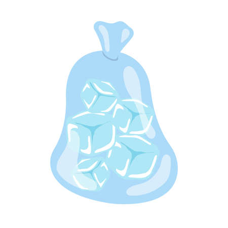 A bag of ice cubes isolated in white backgroundのイラスト素材