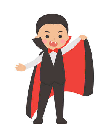 Cute children in Halloween costume, vampire, cartoon comic    illustrationのイラスト素材