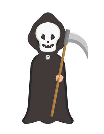 Cute children's Halloween costumes, grim reaper and skeletons, cosplay, cartoon comic vector illustration, set, isolatedのイラスト素材