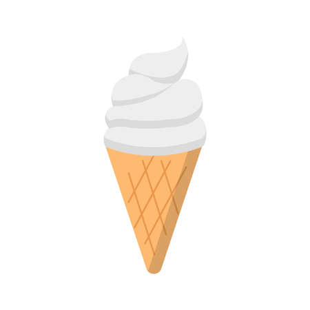 White milk ice cream with cone, cartoon comic illustrationのイラスト素材