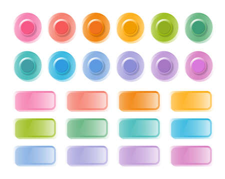 Rectangle and circle infographics, business icons setのイラスト素材