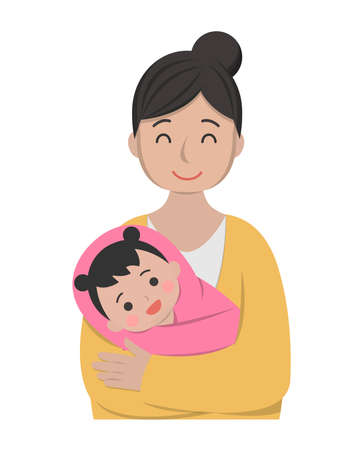 Mother with baby cartoon comic character vectorのイラスト素材