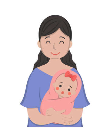 Mother with baby cartoon comic character vectorのイラスト素材