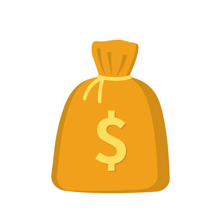 Money bag icon, money bag flat simple cartoon vector flat illustrationのイラスト素材