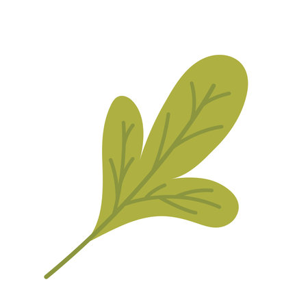 Illustration of geometric shaped leaves with green veins, icon or sign or symbol, eco friendly conceptのイラスト素材