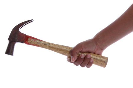Handle hammer on white background の写真素材