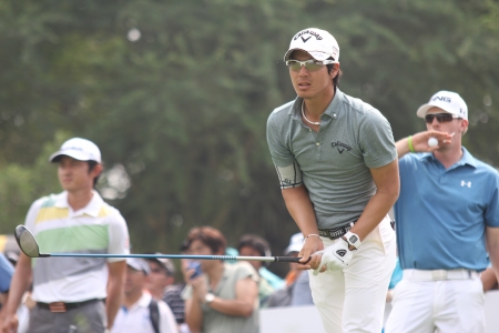 THAILAND GOLF CHAMPIONSHIP  DECEMBER 12-15, 2013 Amata Spring Country Club, Chonburi , Ryo Ishikawa (JPN) Hole 9 - Par 4 (464 Yds)のeditorial素材