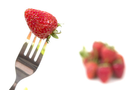Red and Green Strawberry in Nature Farm の写真素材