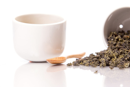 Dried tea leaves ,Hot tea for health の写真素材