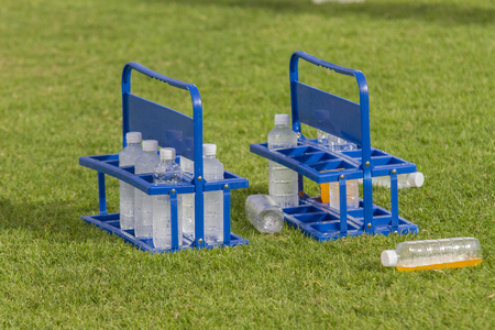 Drinking water for footballer.の写真素材