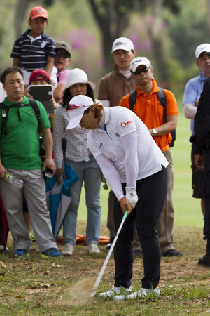 CHONBURI ,THAILAND : AMY YANG Champion of the Year 2015 in action during Honda LPGA Thailand 2015 at Siam Country Club, Pattaya, Thailand.のeditorial素材