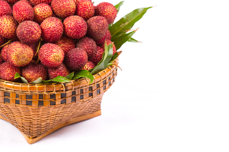 Fresh lychees Amphawa, Samut Songkhram Thailand. isolated on white backgroundの写真素材