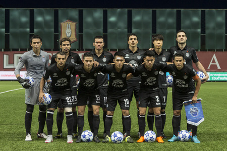 BANGKOK,THAILAND:August 2015:Player of Bang kokgass fc in football Chang FA Cup round of 16 teams between BANGKOK GLASS FC and BURIRAM UNITED at LEO Stadium on August,12,2015inThailand.のeditorial素材