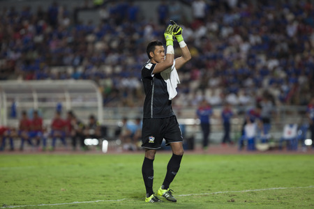 BANGKOK,THAILAND:September;2015:Kawin Thamsatchanan GKof Thailand  during The 2018 FIFA World Cup between THAILAND and IRAQ  at Rajamangala Stadium on September,08,2015inTHAILAND.のeditorial素材