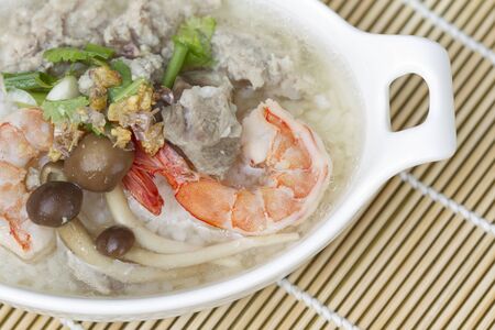 Boiled pork,shrimp and mushrooms-Thai Food.の写真素材