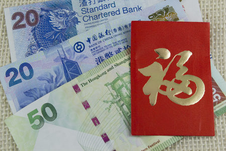Ang Pao envelope and money in the Chinese New Year.の写真素材