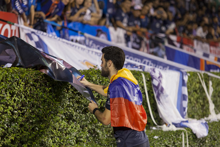 BANGKOK,THAILAND:November;2015:Andres Jose Tunez Arceo of Buriram in football Toyota League cupbetween Sisaket FC and BURIRAM UTD. , at Supachalasai Stadium on November 21,2015:Thailand.のeditorial素材