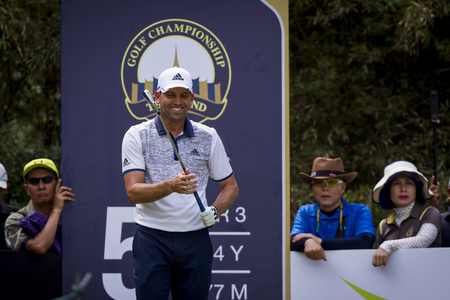 CHONBURI,THAILAND :DECEMBER 13:Sergio Garcia in action during THAILAND GOLF CHAMPIONSHIP 2015  on December 13 at Amata Spring Country Club, Chonburi Thailand.のeditorial素材