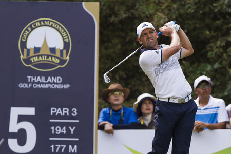 CHONBURI,THAILAND :DECEMBER 13:Sergio Garcia in action during THAILAND GOLF CHAMPIONSHIP 2015  on December 13 at Amata Spring Country Club, Chonburi Thailand.のeditorial素材