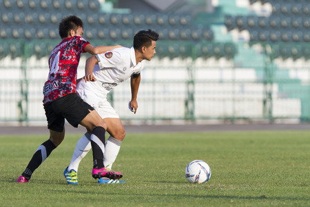 BANGKOK,THAILAND:APRIL;2016: Suchao Nutnum of Buriram during football Toyota League cup between Army FC and BURIRAM UTD. , at Army Stadium on April 10,2016:Thailand.のeditorial素材