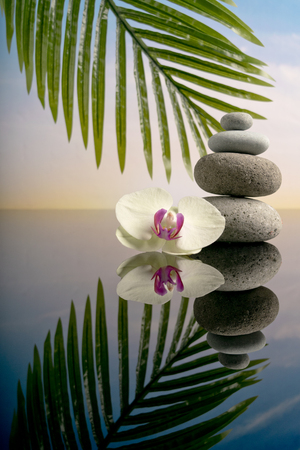 Stack of round smooth stonesの写真素材