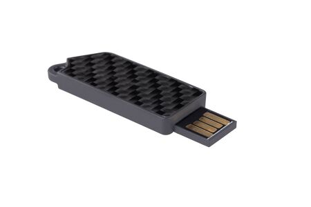 Black USB memory stick on isolated soft background. Front viewの写真素材