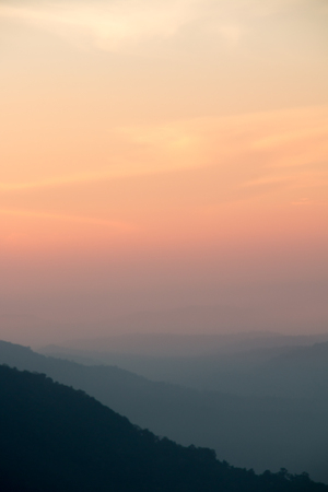 sunrise over the hills at Khaoyai Thailand in vertical styleの写真素材