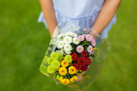 Bouquet of flower in woman's handsの写真素材