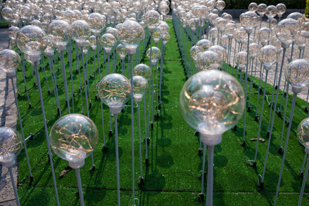 soft focus of decorative light bulbs in the parkの写真素材