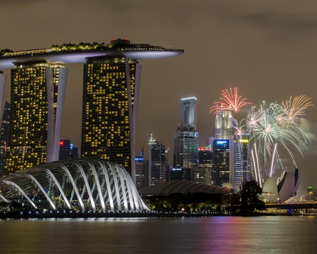 singapore national day celebration fireworksのeditorial素材
