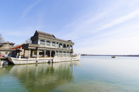 stone boat of the summer palace Beijing Chinaの写真素材