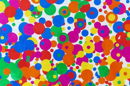 wall full of colorful wall round stickers