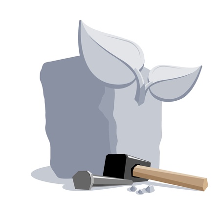 Flower carved in gray stoneのイラスト素材