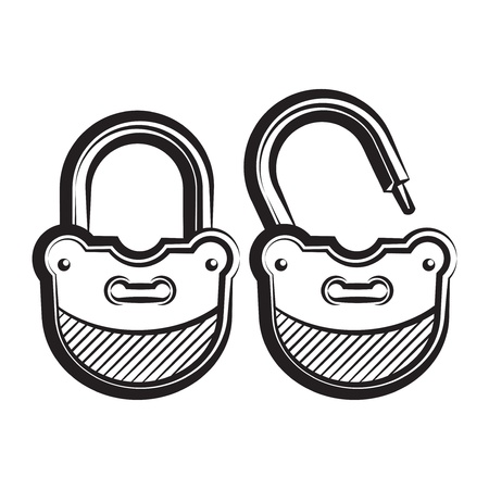 lock icon black and white vector illustration のイラスト素材
