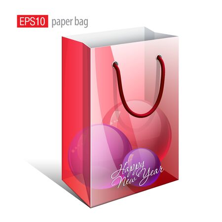 Red Paper Bag with a picture that simulates the inside is a Christmas Toys  Vector illustration のイラスト素材