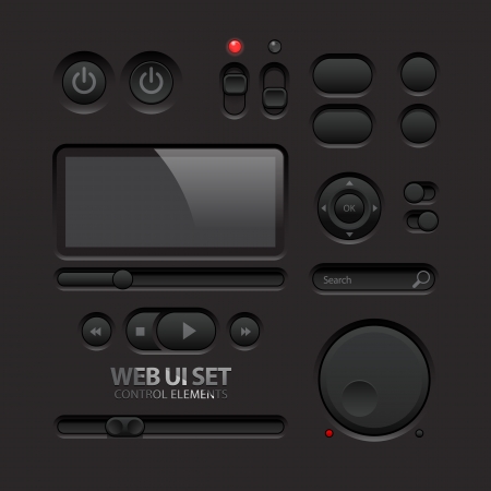 Dark Web UI Elements  Buttons, Switches, barsのイラスト素材