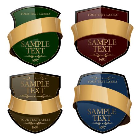 Shiny Wine Label with a gold ribbon  illustrationのイラスト素材