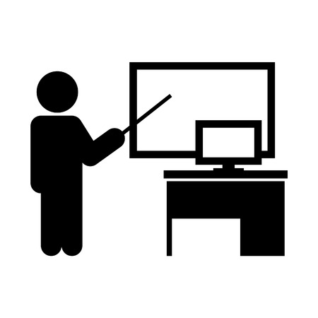 Icon learning. teacher at the blackboardのイラスト素材