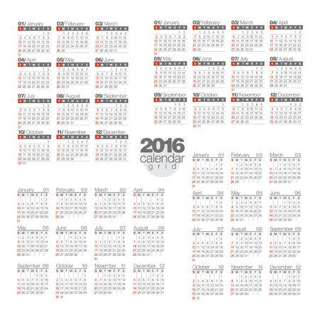 2016 Calendar set. Template For Your Design. Vector illustration.のイラスト素材