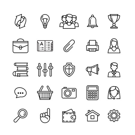 line phone icons set isolated illustration. Icons for business, management, finance, strategy, planning, analytics, banking, communication, social network, affiliate marketing.のイラスト素材