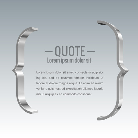 Parentheses sign. Quote, message Shiny metal vector bannerのイラスト素材