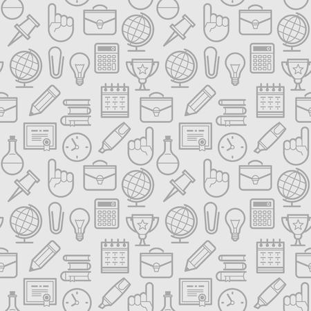 Education seamless pattern. School background with line icons. vector design.のイラスト素材