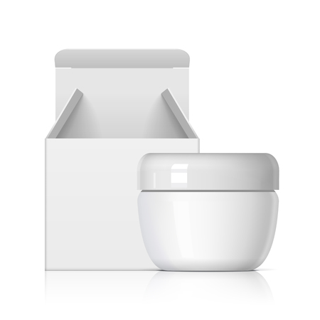 Realistic white tube and packaging.のイラスト素材