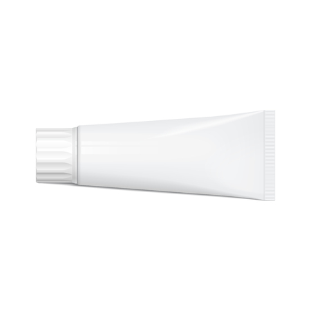 Realistic white tube. For cosmetics, ointments, cream, tooth paste, glue. Mock up for brand template.のイラスト素材