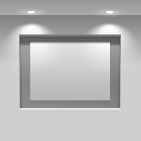 Showroom Panel. Horizontal poster hanging on the wall in the interior. For Mock up Your Design. vector illustration.のイラスト素材