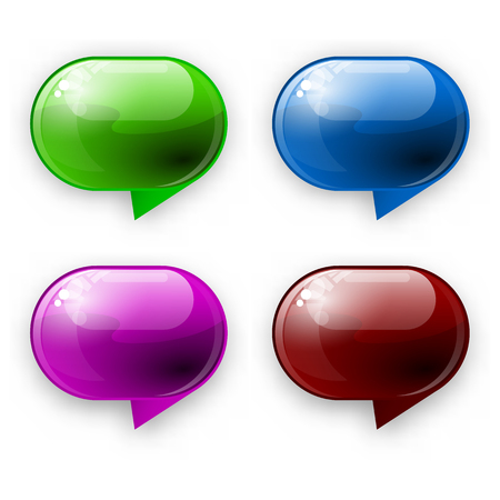 Set of multicolored glossy banners or speech bubble. Vector illustration.のイラスト素材